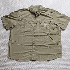 Carhartt Men's  2XL Shirt Olive Green Button Down Short Sleeve